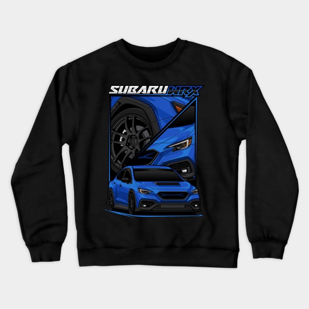 VB WRX in World Rally Blue Crewneck Sweatshirt by RetroWRX Inc.